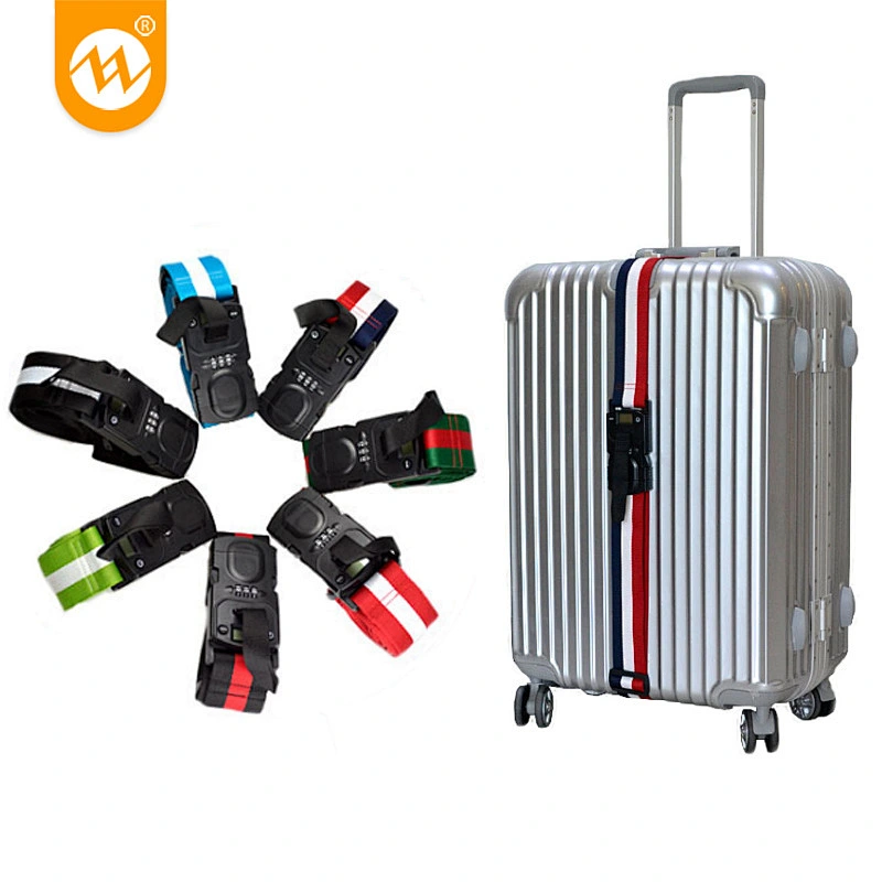 Custom Logo Hands Free Luggage Straps Tsa Approved 96 Nylon Silk Screen Printing Heavy Duty Luggage Straps