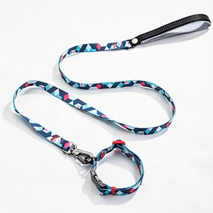 Manufacturers Reflective Smart Sublimation Dual Cotton Hands Tangle Free Double Handle Waist Dog Running  Harness Dog Leash Set