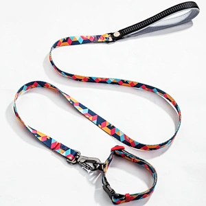 Manufacturers Reflective Smart Sublimation Dual Cotton Hands Tangle Free Double Handle Waist Dog Running  Harness Dog Leash Set
