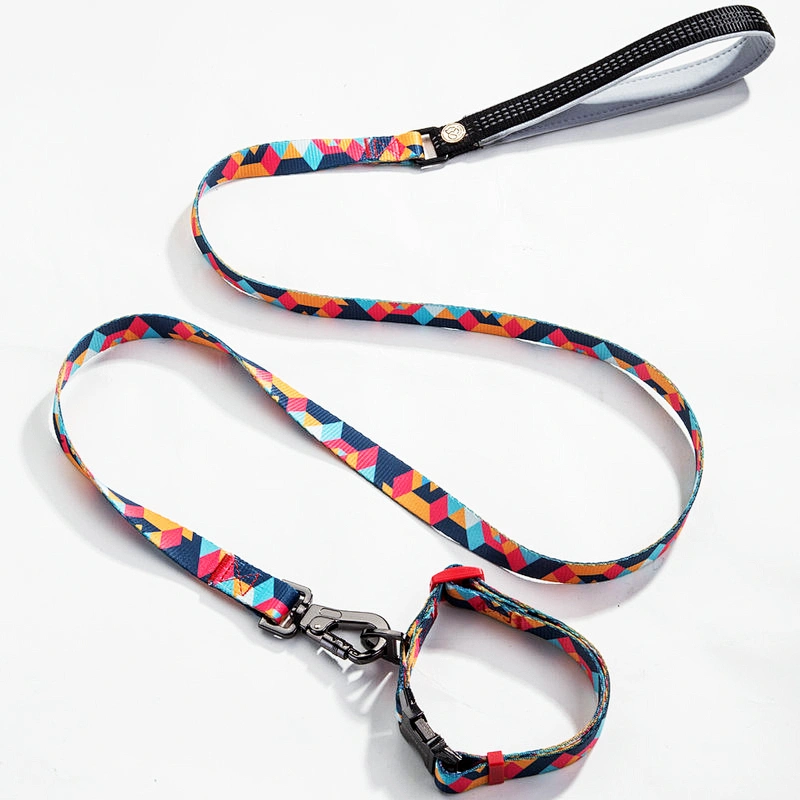 Manufacturers Reflective Smart Sublimation Dual Cotton Hands Tangle Free Double Handle Waist Dog Running  Harness Dog Leash Set