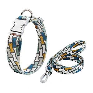 Modern Design High Quality Wholesale Custom Cheap Polyester Silk Printed Dog Leash Collar Set