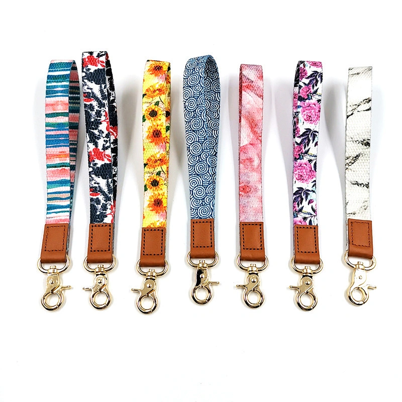 100% Polyester Custom White Keychain Sublimation Wrist Necklace With Card Case Id Holder Neck Lanyard