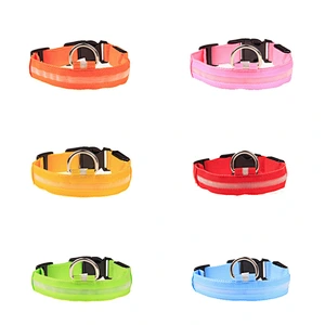 Fast Dispatch USB Cable Rechargeable Glow Flashing Light Pet Collar Adjustable Led Dog Collar