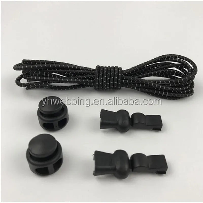 YH14 Locking Safety Elastic Shoelace No Tie Lazy Reflective Color Elastic Shoe Lace Round Elastic Rope Avoid Lazy Children