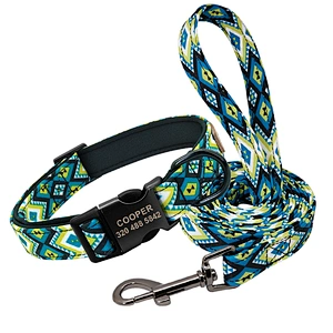 High Quality Wholesale Custom Cheap Durable Printed Dog Collar And Leash Set, Fashion Dog Leash