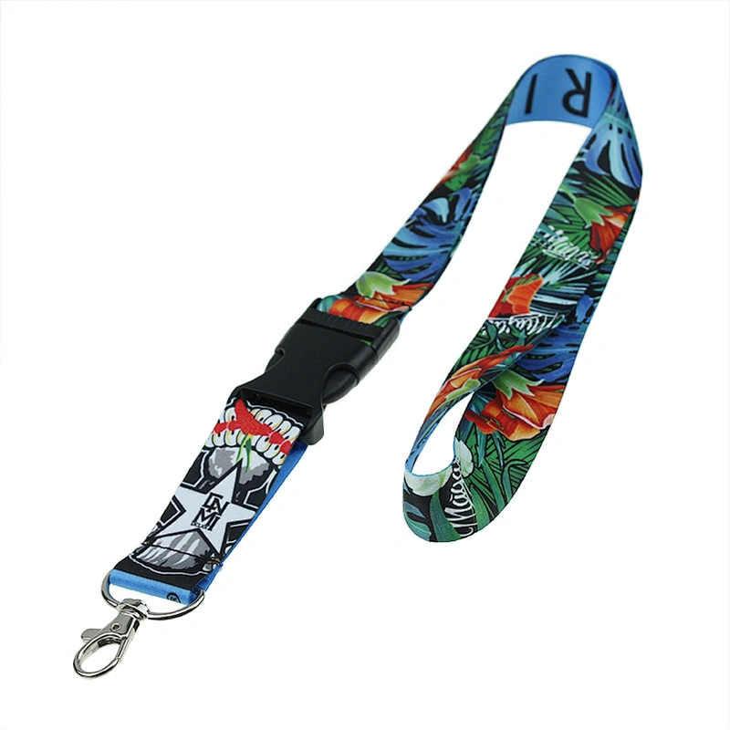Top Selling Custom Logo Heat Transfer Printing Safty Clip 100% Polyester Lanyard