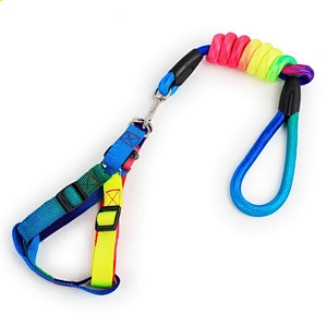 Amazon Hot Selling S,M,X,L Lightweight Rain bow Pet Chain Seven Color  Rope Leash//