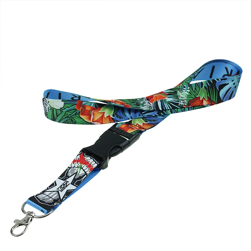 Top Selling Custom Logo Heat Transfer Printing Safty Clip 100% Polyester Lanyard