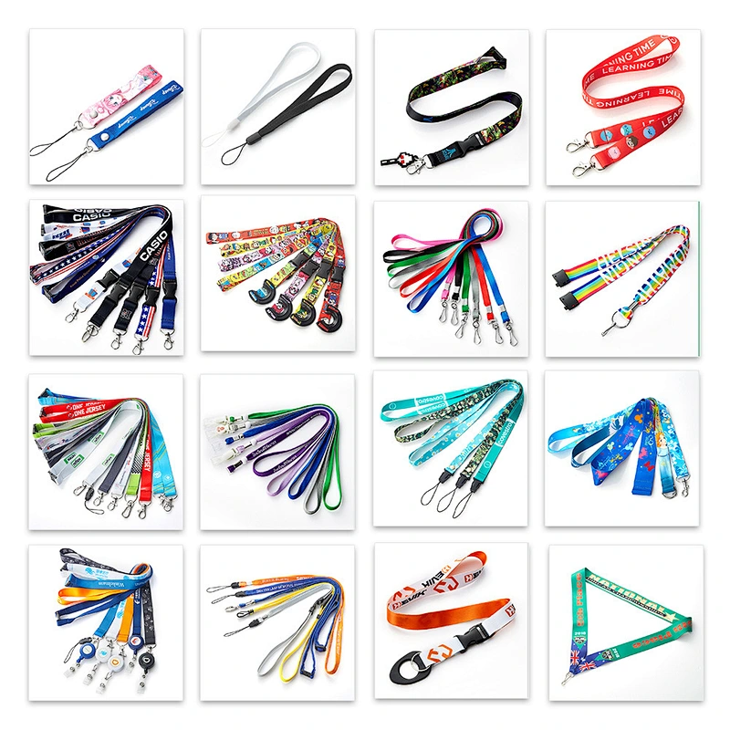 Custom Printed Environment friendly Metal Band Cord Detachable Fancy Silkscreen Digital  Mini Adjustable Pom Polyester Lanyard//
