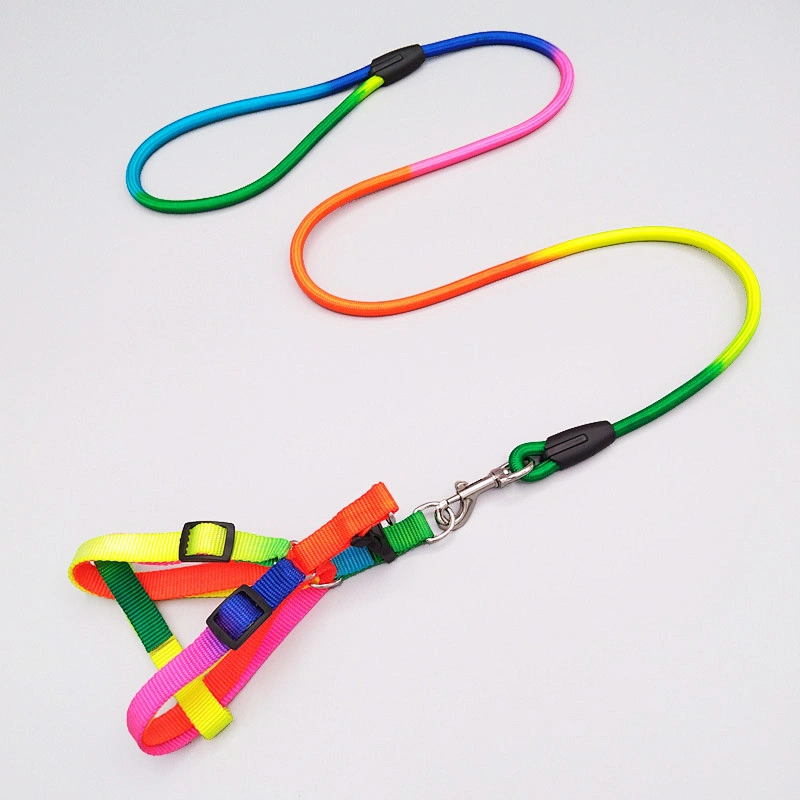 Amazon Hot Selling S,M,X,L Lightweight Rain bow Pet Chain Seven Color  Rope Leash//