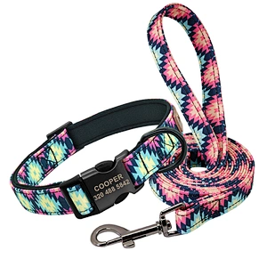 High Quality Wholesale Custom Cheap Durable Printed Dog Collar And Leash Set, Fashion Dog Leash