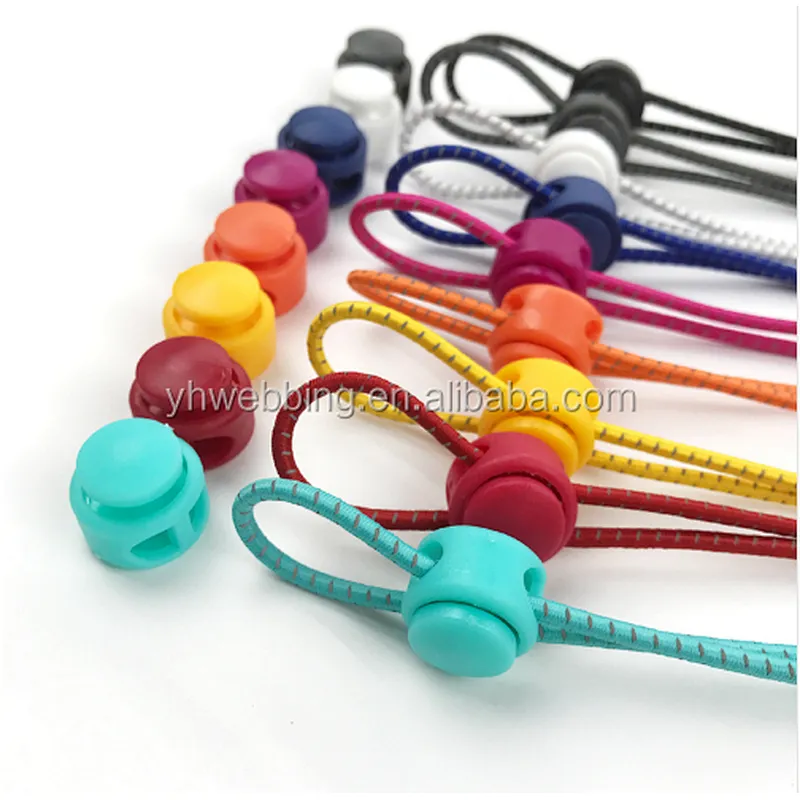 YH14 Locking Safety Elastic Shoelace No Tie Lazy Reflective Color Elastic Shoe Lace Round Elastic Rope Avoid Lazy Children