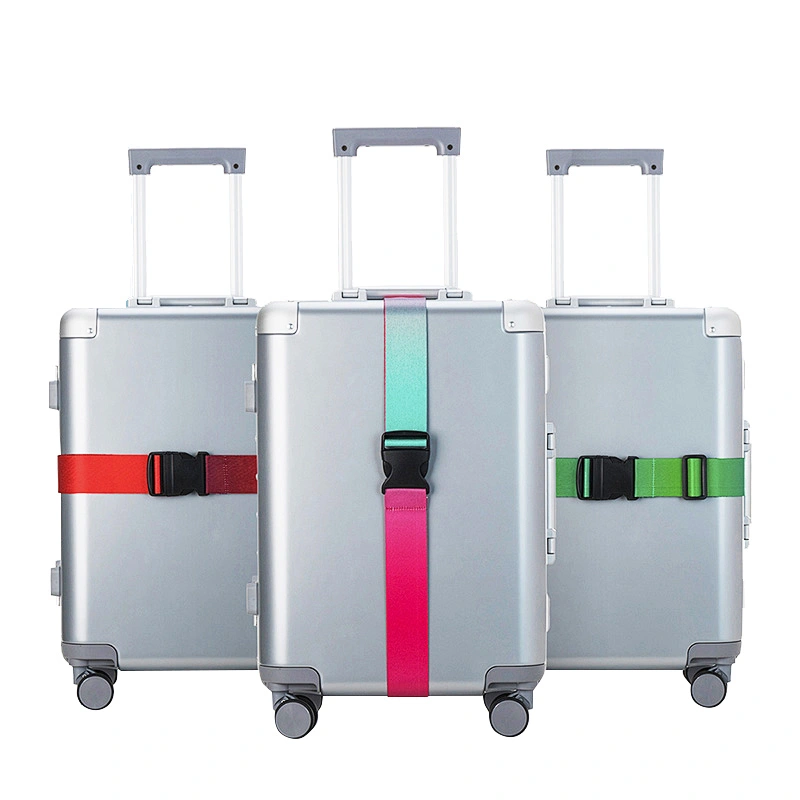 Blank One Word Buckle Fashion Custom Polyester PP Luxury Adjustable Travel Elastic Lock Suitcase Nylon Luggage Belt Strap