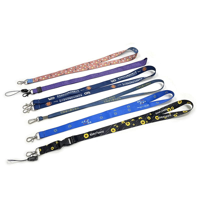 Promotional Custom Logo Pattern Teacher Id Accessories Keychain Sublimation Plain Material Neck Strap Custom Polyester Lanyards