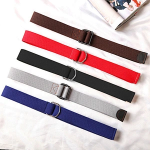 for Custom Young Adjustable Boy Lady Girl Men Women Man Woven Web Braided Decorative Square Double Ring Nylon Canvas Fabric Belt