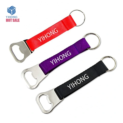 Wholesale Bulk Woven Embroidered Printed Custom Sublimated Logo Polyester Bottle Opener Short Wrist Rope Strap Lanyard
