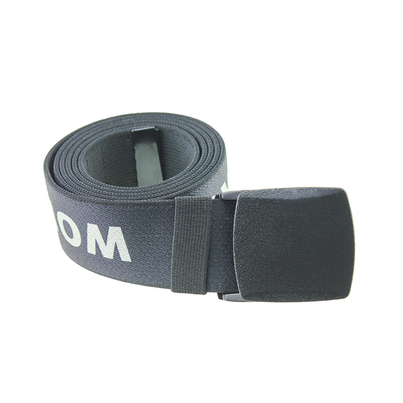 2023 Metal Flip Buckle Custom Jacquard Logo Outdoor Elastic Women Polyester Nylon Woven Stretch Men Fabric Canvas Belt