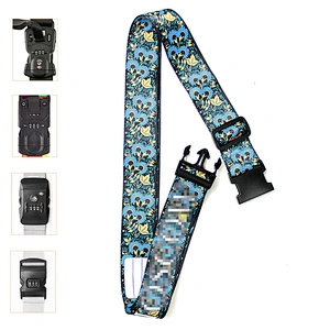 2024 Custom Sublimated Print Logo Flower Adjustable Travel Case TSA Lock Buckle Polyester Suitcase Belt Luggage Strap