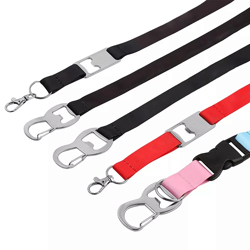 Promotional Card Holder Other Woven Tool Custom Sublimation Printed Logo Breakaway Bottle Opener Neck Polyester Lanyard