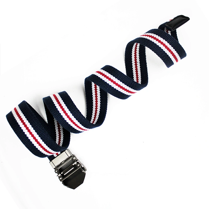 for Custom Automatic Olecranon Metal Buckle Outdoor Woven Luxury Braided Men Tactical Nylon Canvas Fabric Belt