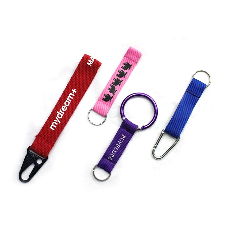 Custom logo printed sublimation strap wrist polyester keychain lanyard short key chain lanyards
