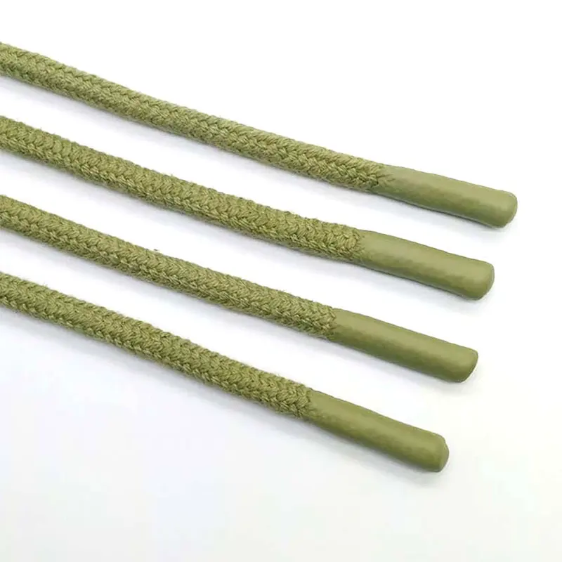 Waxed  polyester braided flat Clothing and hats string rope with silicone head cap