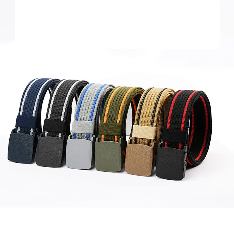 2024  Custom Green Men Women Detachable Automatic Metal Buckle Tactical Polyester Nylon Canvas Woven Fabric Belt