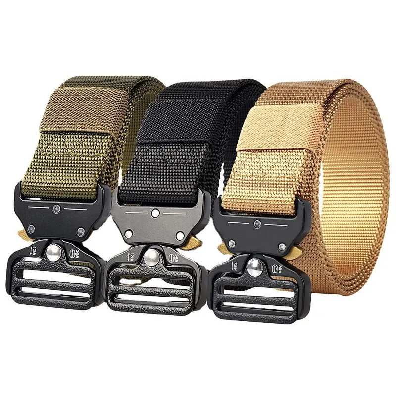 Wholesale Custom Heavy Duty Quick Release Outdoor Woven 3.8cm Men Canvas Fabric Nylon Webbing Tactical Belt