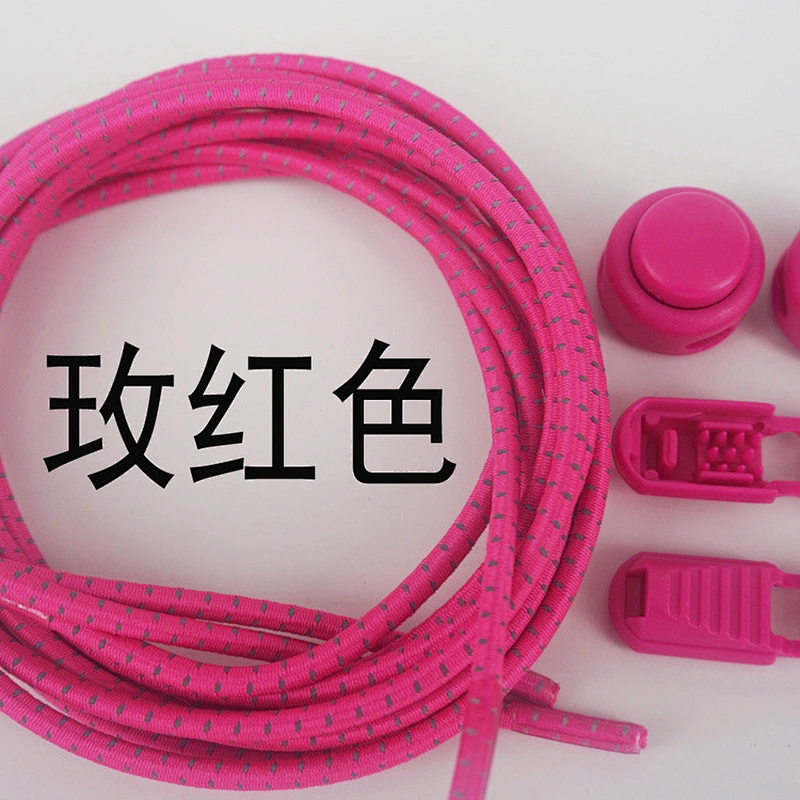 for Wholesale Custom Adult Children Round Rope Lazy Buckle Polyester Sneaker Reflective Easy No Tie Elastic Shoe Lace Shoelaces