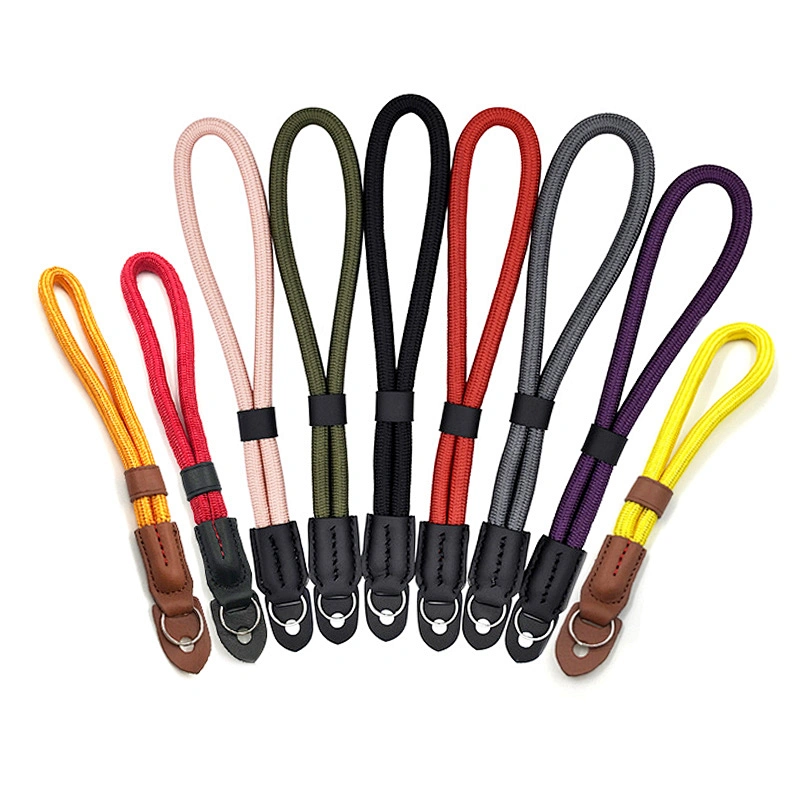 Custom Personalized Art Woven Braided Quick Release Adjustable Short Hand SLR Wrist Wristlet Round Nylon Camera Rope Strap
