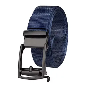 Wholesale New Casual Toothless Inner Automatic Buckle Adjustable Canvas Webbing Woven Braid Men Web Fabric Custom Nylon Belt