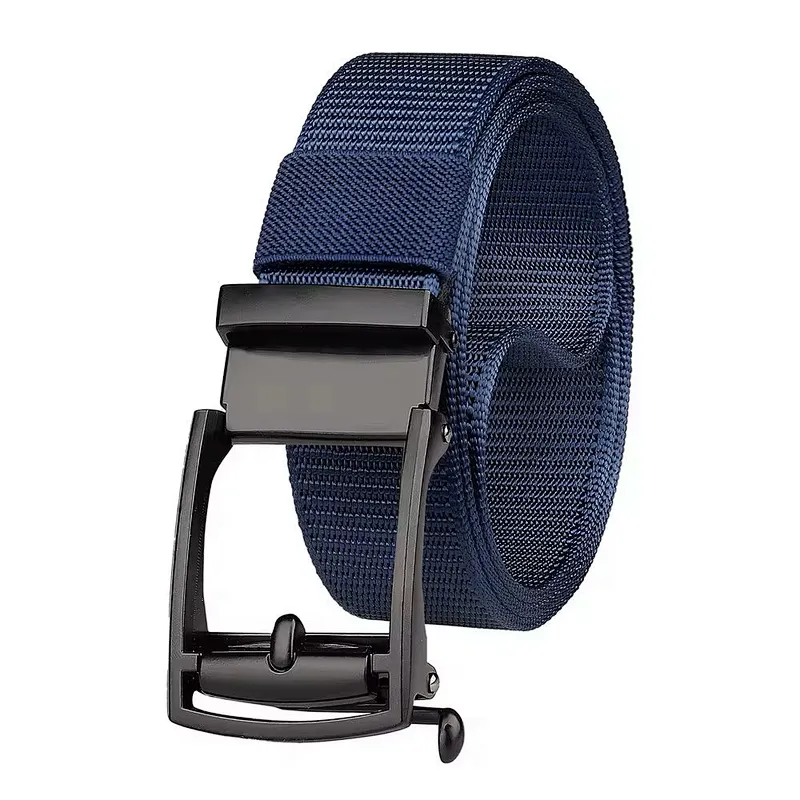 Wholesale New Casual Toothless Inner Automatic Buckle Adjustable Canvas Webbing Woven Braid Men Web Fabric Custom Nylon Belt