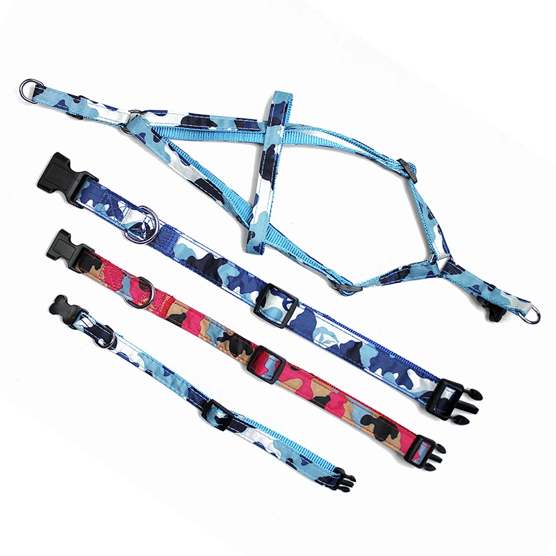 Colorful Printed 3 in 1 Adjustable Waterproof Cloth Imitation Nylon Tarpaulin with Collar and Chest Strap Pet Dog Rope Leash Set