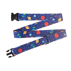 Custom Printed Logo UK Woven Braid Fabric Canvas with Plastic TSA Lock Buckle Nylon Rainbow Suitcase Travel Luggage Strap Belt