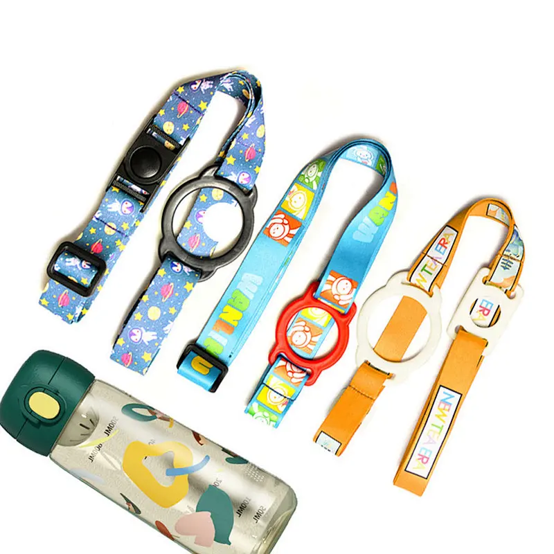 Polyester thermal transfer water bottle carrier adjustable cross body big belly water bottle belts with snap buckle