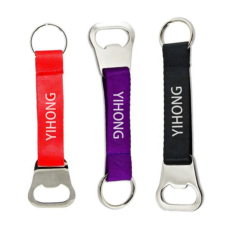 Wholesale Bulk Woven Embroidered Printed Custom Sublimated Logo Polyester Bottle Opener Short Wrist Rope Strap Lanyard