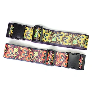 2024 Custom Sublimated Print Logo Flower Adjustable Travel Case TSA Lock Buckle Polyester Suitcase Belt Luggage Strap