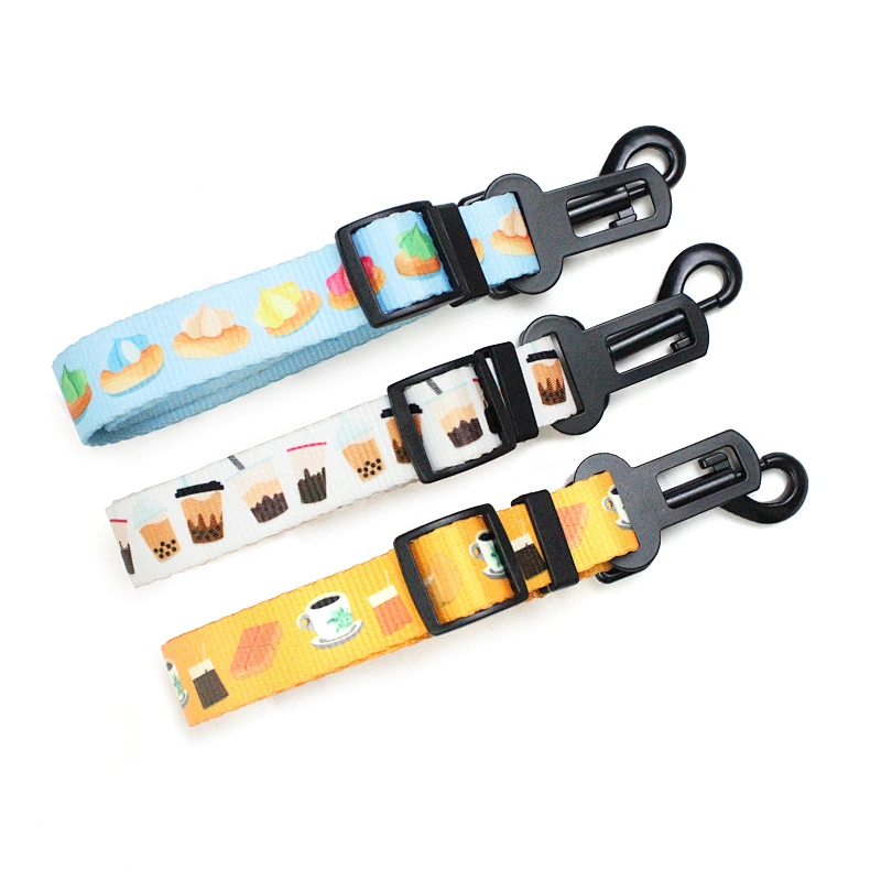 Custom Adjustable Sublimation Printed Logo PP Nylon Polyester Safety Perros Mascota Pet Cat Dog Leash Car Seat Belt