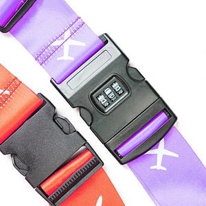 2024 Custom Sublimated Print Logo Adjustable Baggage Polyester Travel Case TSA Lock Buckle Suitcase Belt Luggage Strap