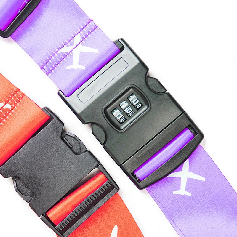 2024 Custom Sublimated Print Logo Adjustable Baggage Polyester Travel Case TSA Lock Buckle Suitcase Belt Luggage Strap