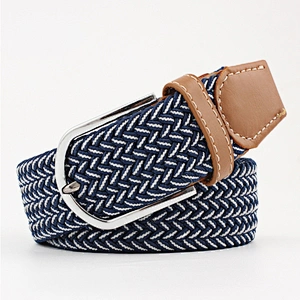 for 2024 Knitted Custom Stretch Lady Women Men Man Elastic Polyester Needle Pin Buckle Canvas Nylon Braided Fabric Woven Belt