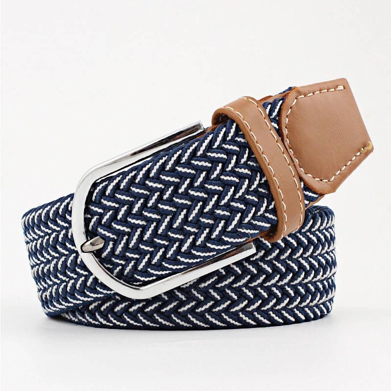 for 2024 Knitted Custom Stretch Lady Women Men Man Elastic Polyester Needle Pin Buckle Canvas Nylon Braided Fabric Woven Belt