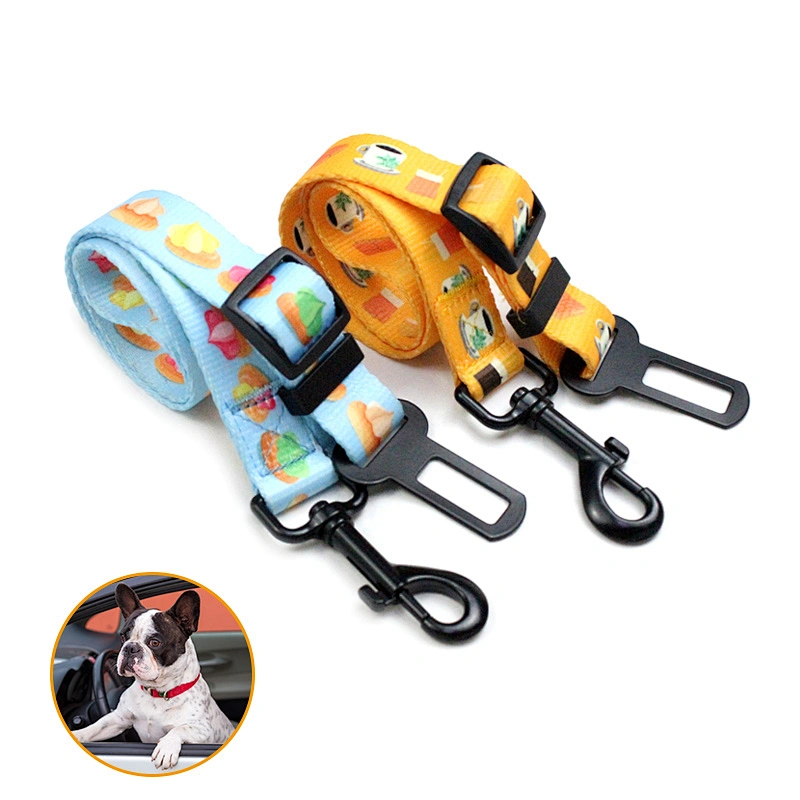 Custom Adjustable Sublimation Printed Logo PP Nylon Polyester Safety Perros Mascota Pet Cat Dog Leash Car Seat Belt