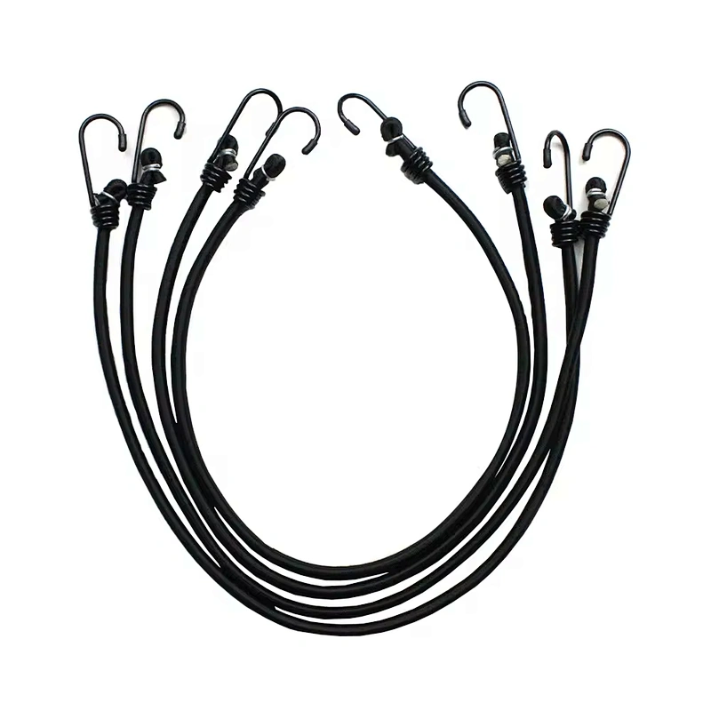 Wholesale Bulk Custom Motorcycle Cargo 6mm 8mm 1 Meters 1m Two Hook Adjustable Latex Rubber Elastic Strap Rope Bungee Cords