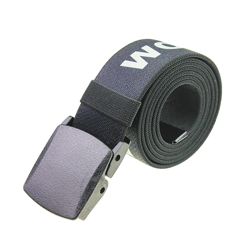 2023 Metal Flip Buckle Custom Jacquard Logo Outdoor Elastic Women Polyester Nylon Woven Stretch Men Fabric Canvas Belt
