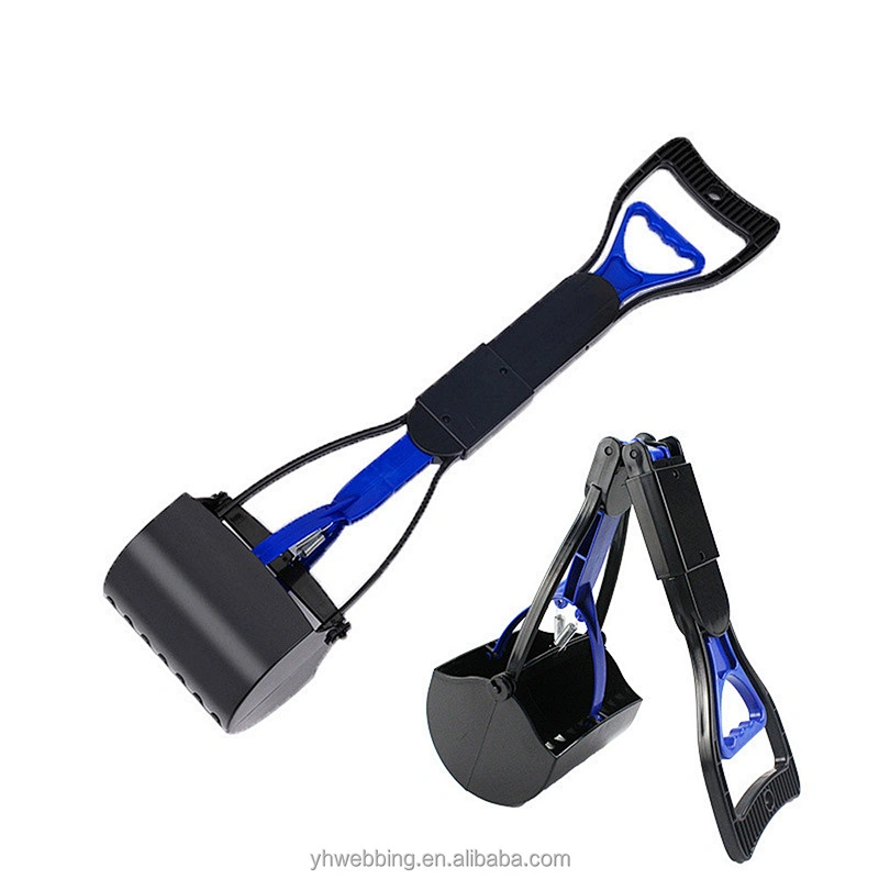 Ergonomic Pet Dog Poop Scooper ABS Material Durable Dentate Bite Design Double Spring Foldable Easy to Use for Waste Disposal