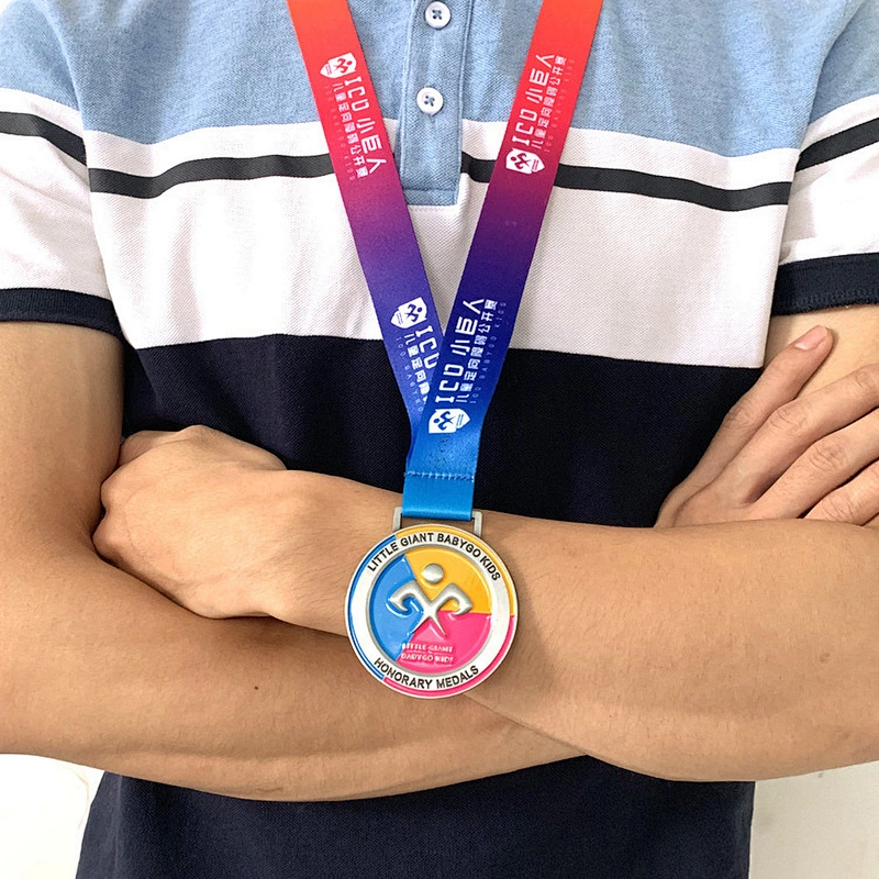 customized medal rope neck hanging nylon badge strap lanyards with logo custom