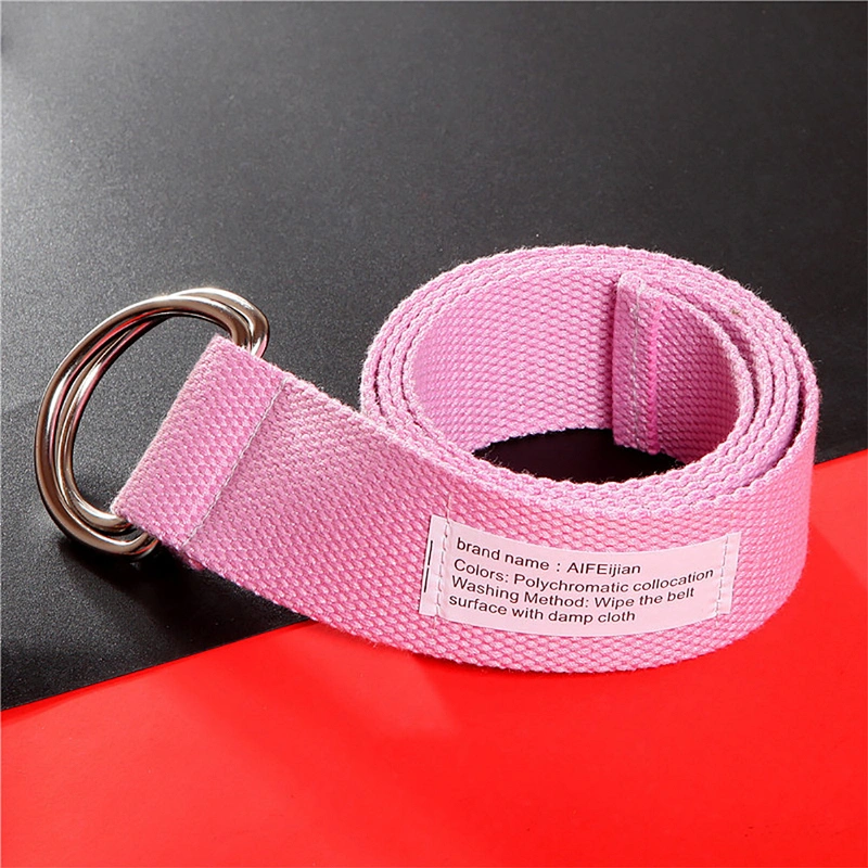 for Custom Young Adjustable Boy Lady Girl Men Women Man Woven Web Braided Decorative Square Double Ring Nylon Canvas Fabric Belt
