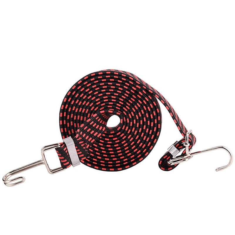 Mountain Bike Outdoor Elastic Motorcycle Express Long Hook Latex Luggage Pull Cargo Flat Carabiner Rope Bungee Cord Strap