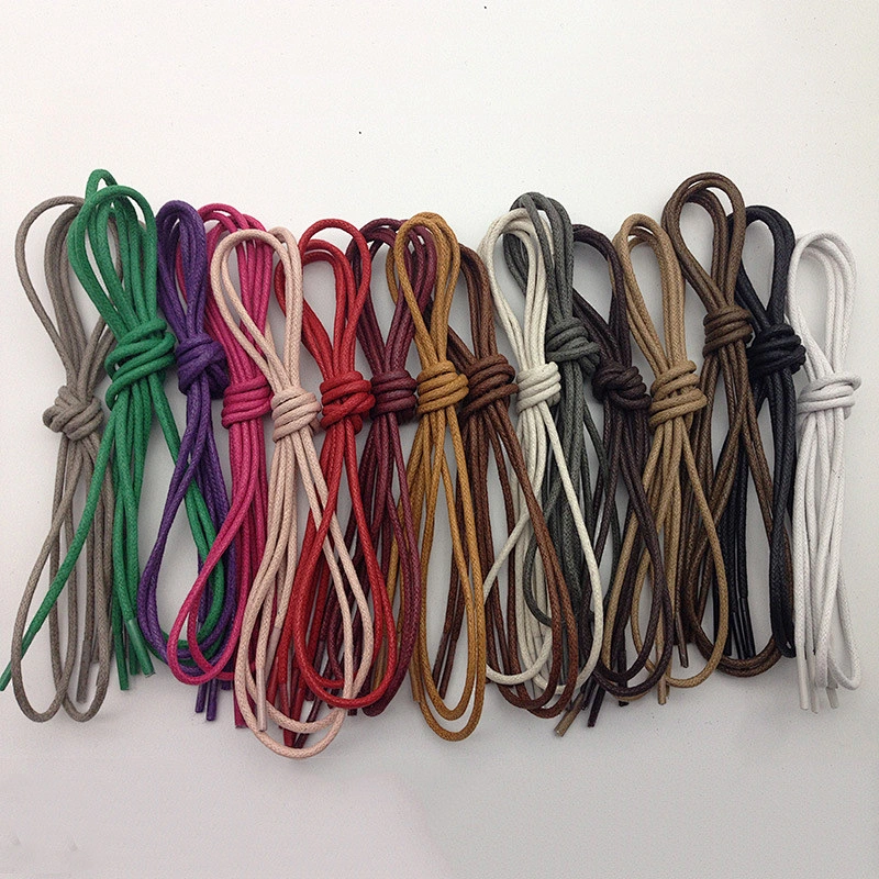 Custom Waterproof Leather Leisure Hang Tag Sling Hand Pants Sport Hat Elastic Thin Cotton Rope Round Waxing Shoe Lace Shoelace